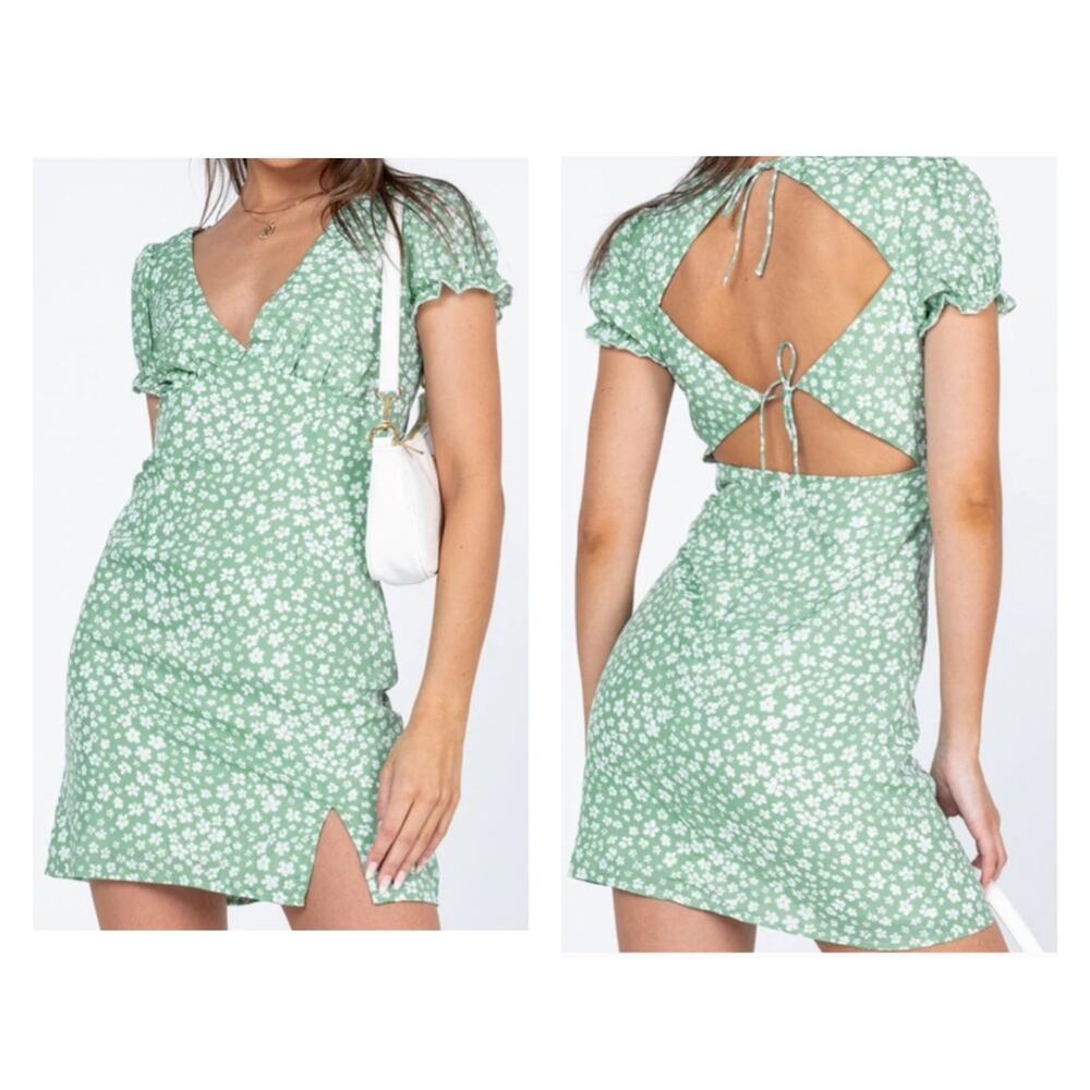 Princess Polly Kacey Mini dress in green floral